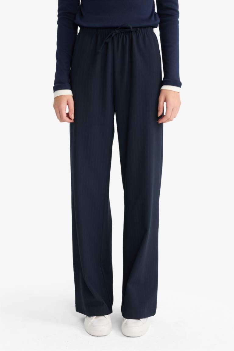 Wide Leg Regular Waist Tie Waist Trousers