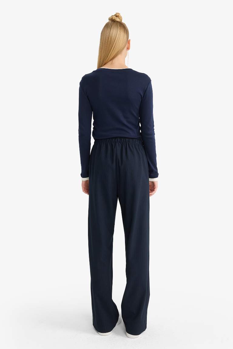 Wide Leg Regular Waist Tie Waist Trousers