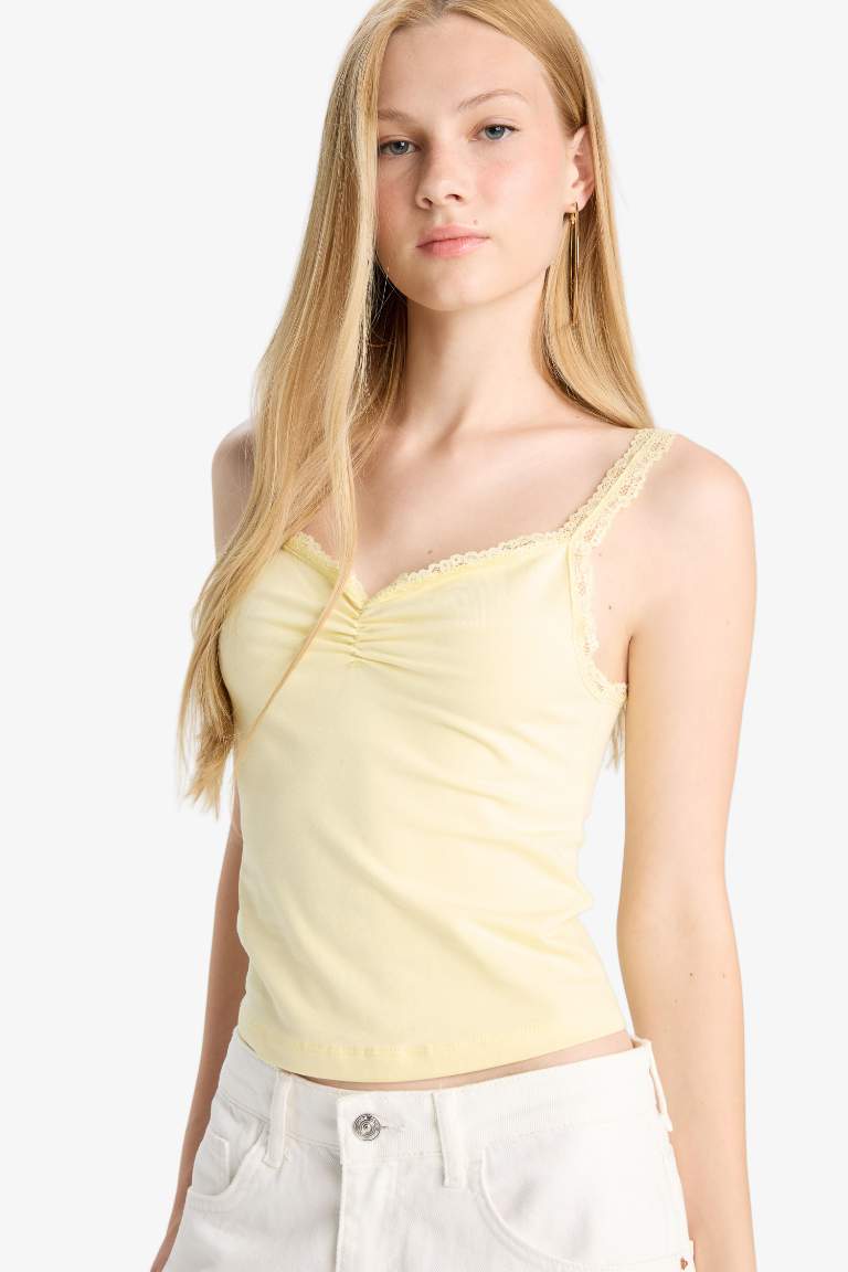 Coool Облегающий Майка с Кружевным Воротником