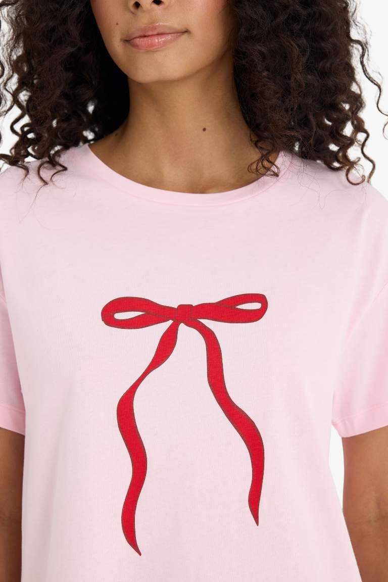 Pijama Takımı Regular Fit Baskılı Kısa Kollu Üst Şort-Fall in Love