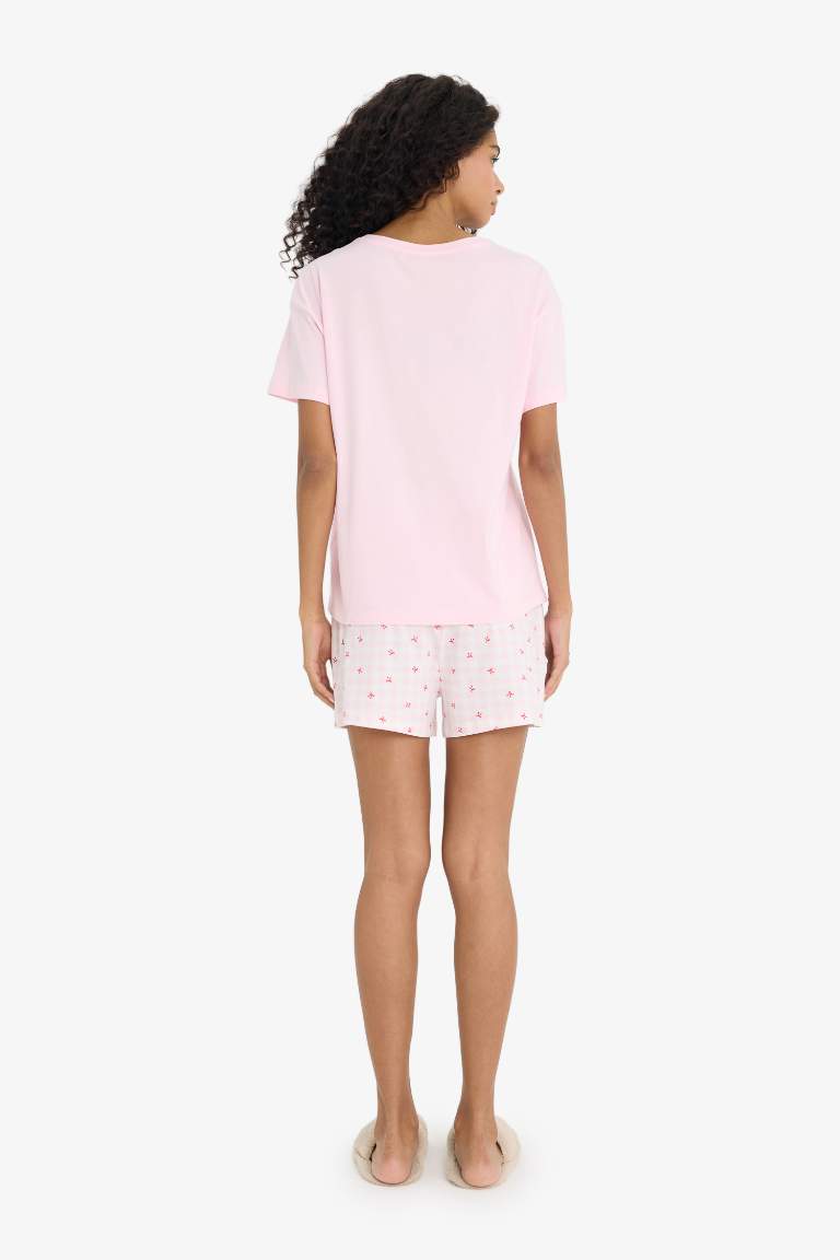 Pijama Takımı Regular Fit Baskılı Kısa Kollu Üst Şort-Fall in Love