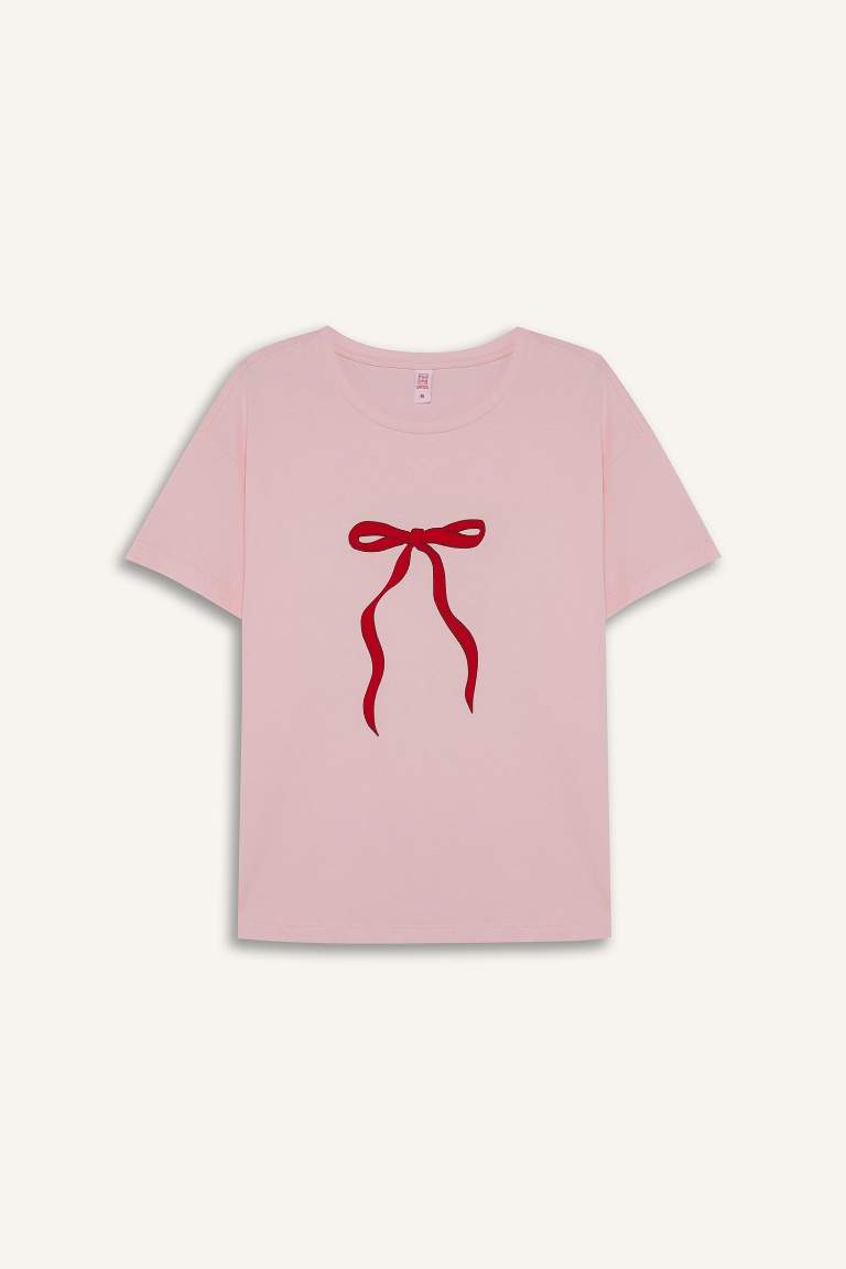 Pijama Takımı Regular Fit Baskılı Kısa Kollu Üst Şort-Fall in Love