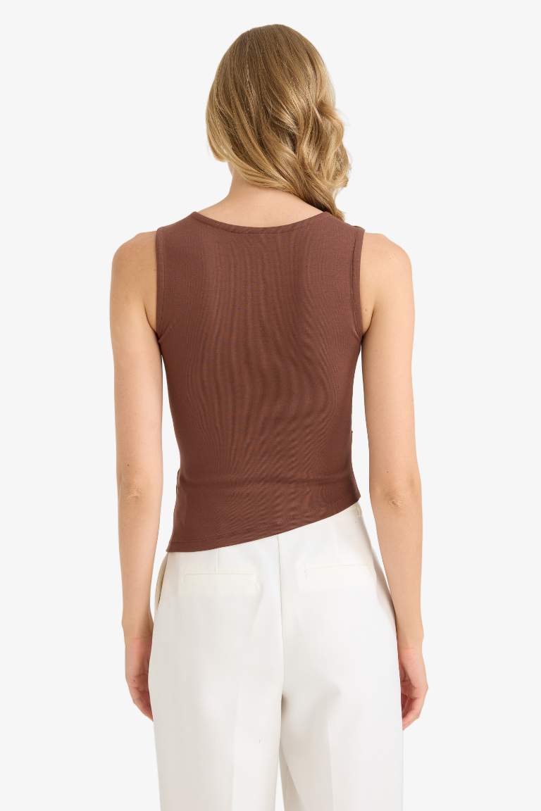 Slim Fit Dar Kesim Bisiklet Yaka Ribana Atlet