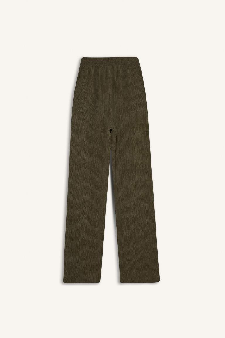 Wide Leg Esnek Belli Geniş Paça Bürümcük Pantolon