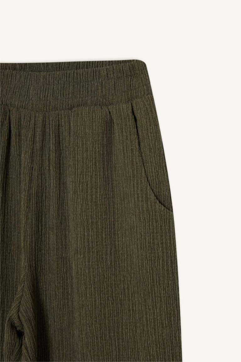 Wide Leg Esnek Belli Geniş Paça Bürümcük Pantolon