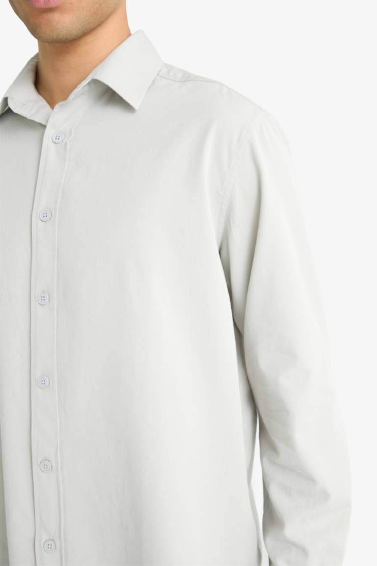 قميص بولو قصة عادية منسوج ردن طويل