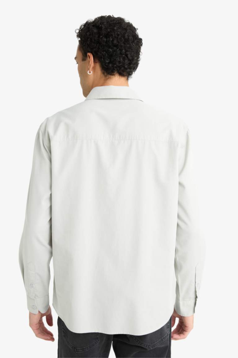 قميص بولو قصة عادية منسوج ردن طويل