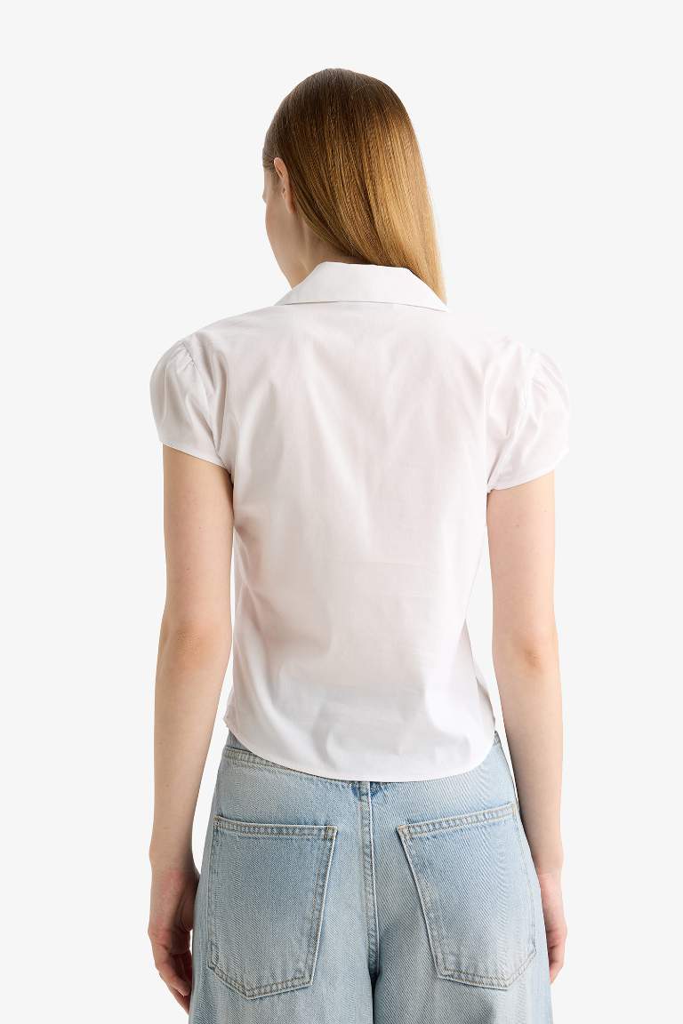 Fitted Poplin Short Sleeve White Shirt