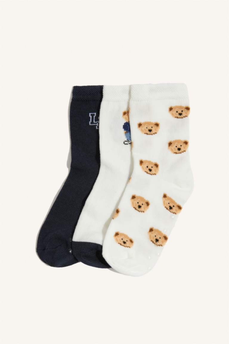 شرابات طويلة بيبي اولادي مطبوع قطن - 3 قطع