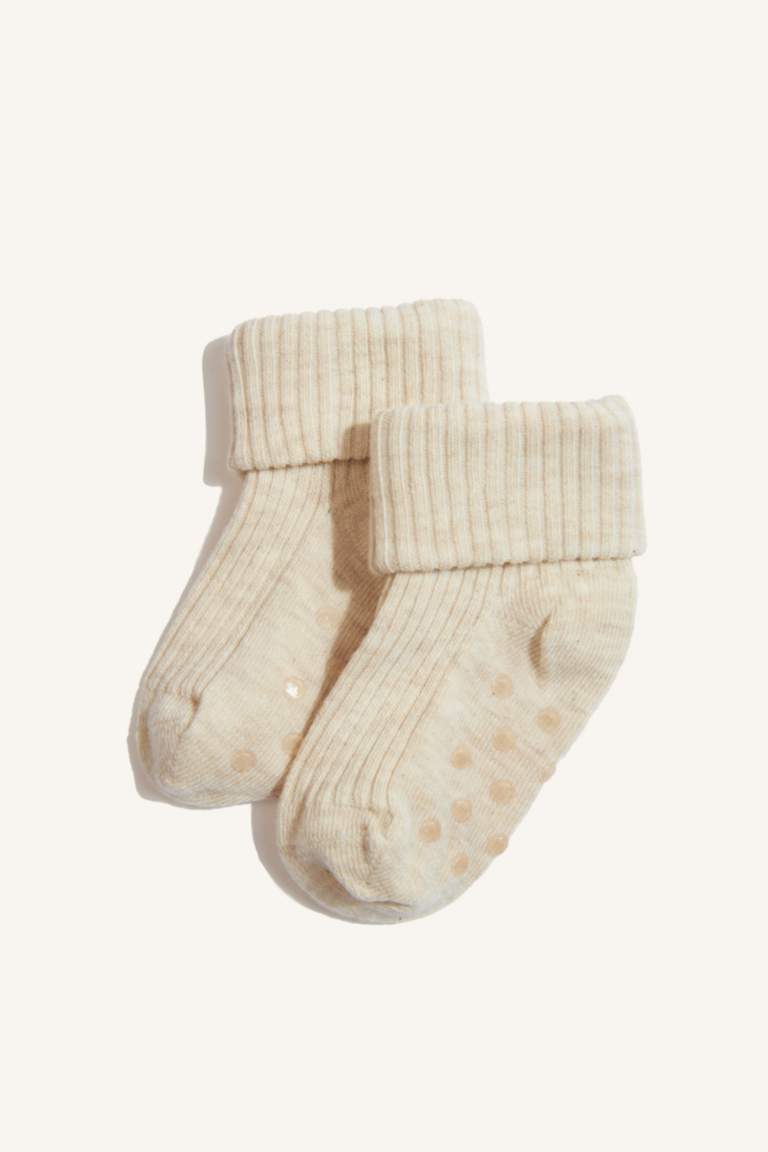 شرابات طويلة بيبي اولادي قطن ضد الانزلاق - 5 قطع