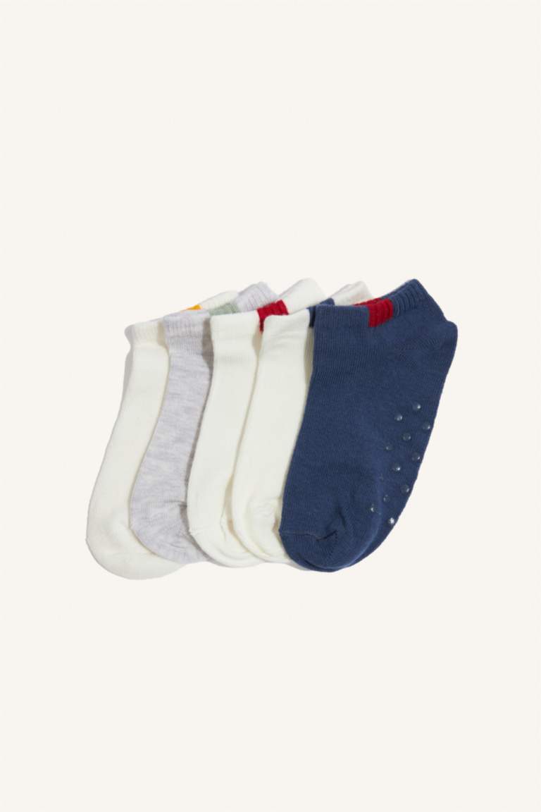Baby Boy 5 Piece Non Slip Sole Printed Short Socks