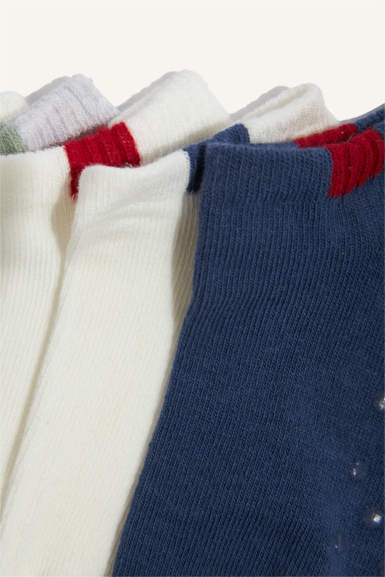 Baby Boy 5 Piece Non Slip Sole Printed Short Socks