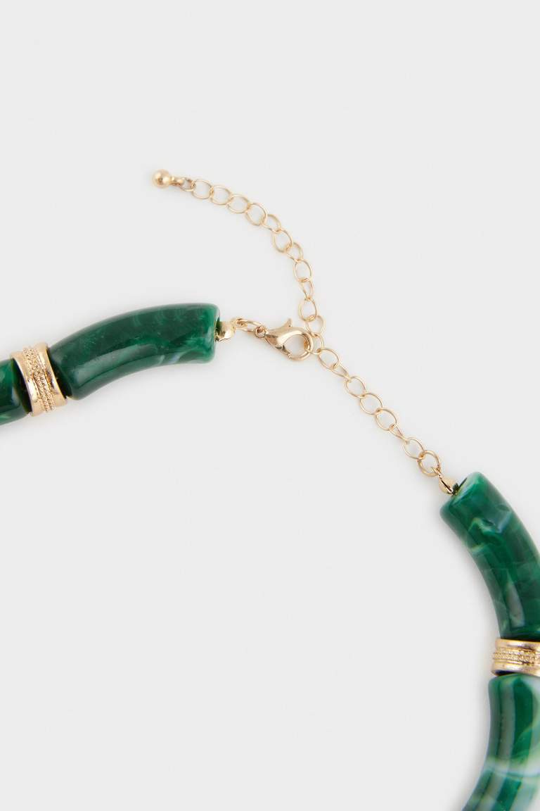 Woman Green Stone Necklace