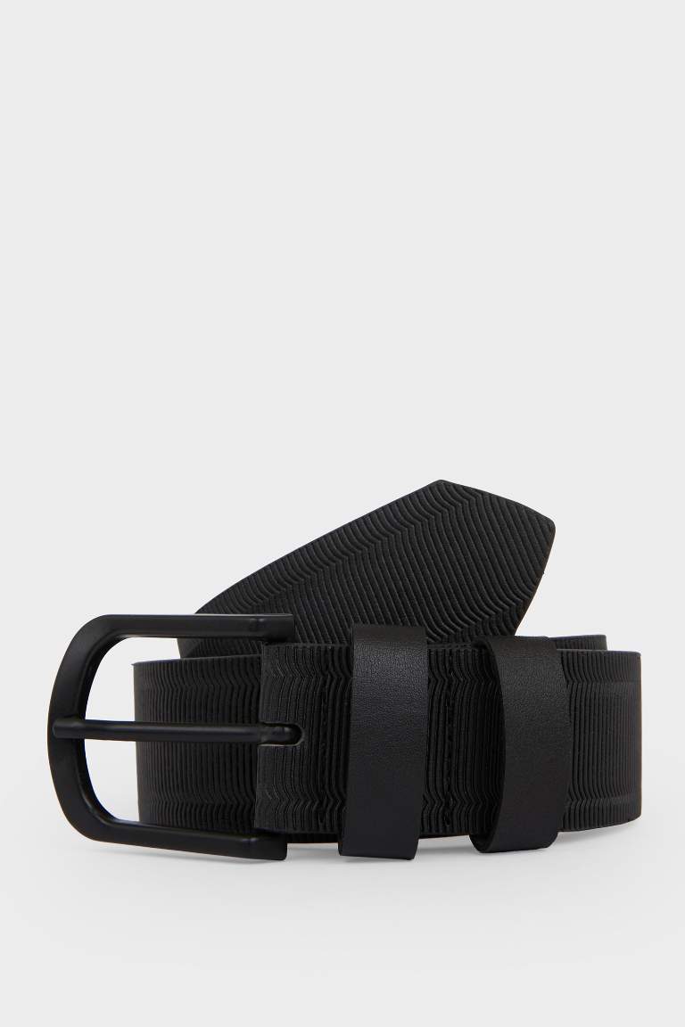 Erkek Dikdörtgen Toka Suni Deri Günlük Kemer