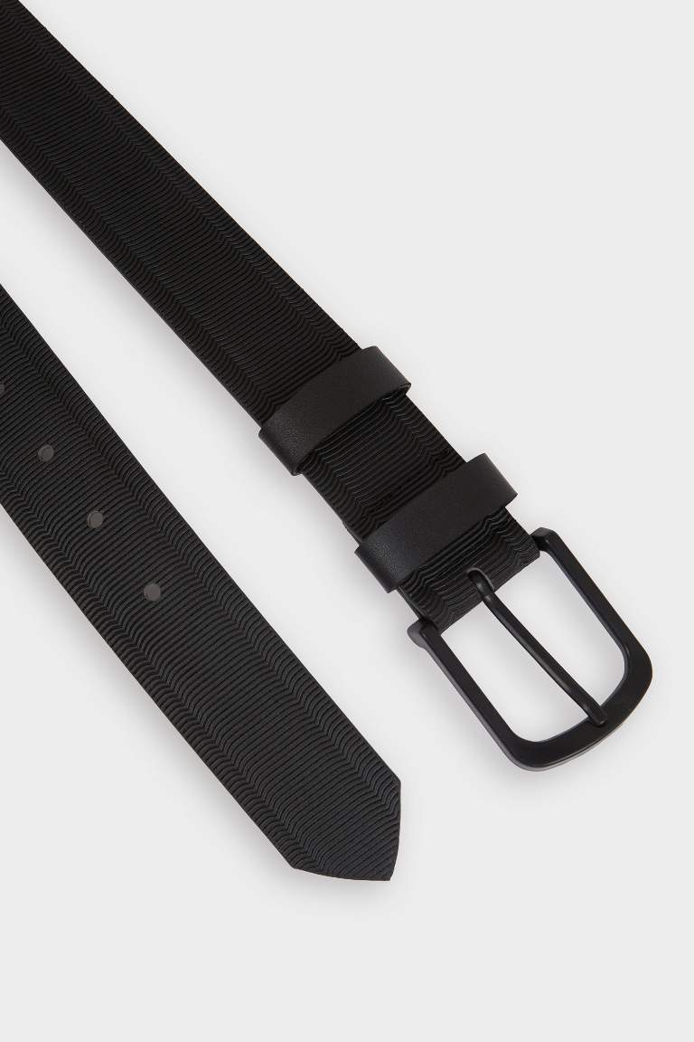 Erkek Dikdörtgen Toka Suni Deri Günlük Kemer