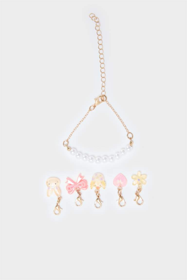 Kız Çocuk 6'lı Çıkarılabilir Charmlı İncili Bileklik