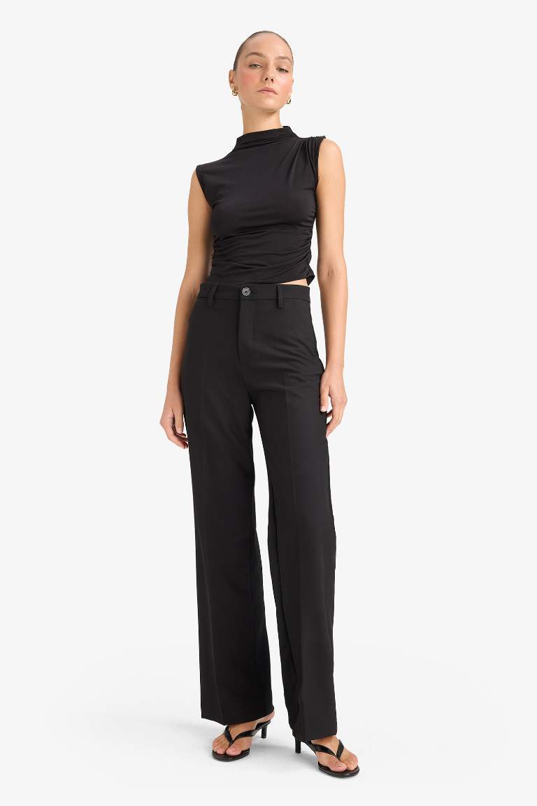 Slim Fit Half Turtleneck Sleeveless Blouse