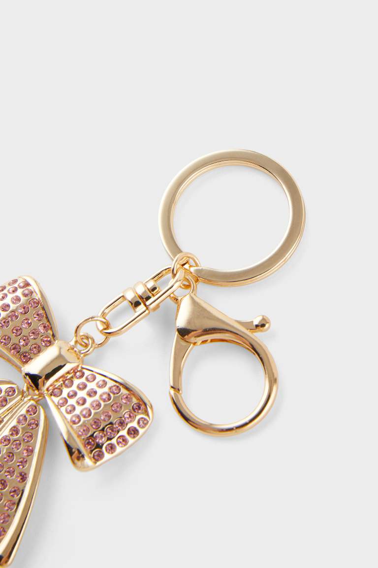 Kadın Taşlı Fiyonk Charm Anahtarlık