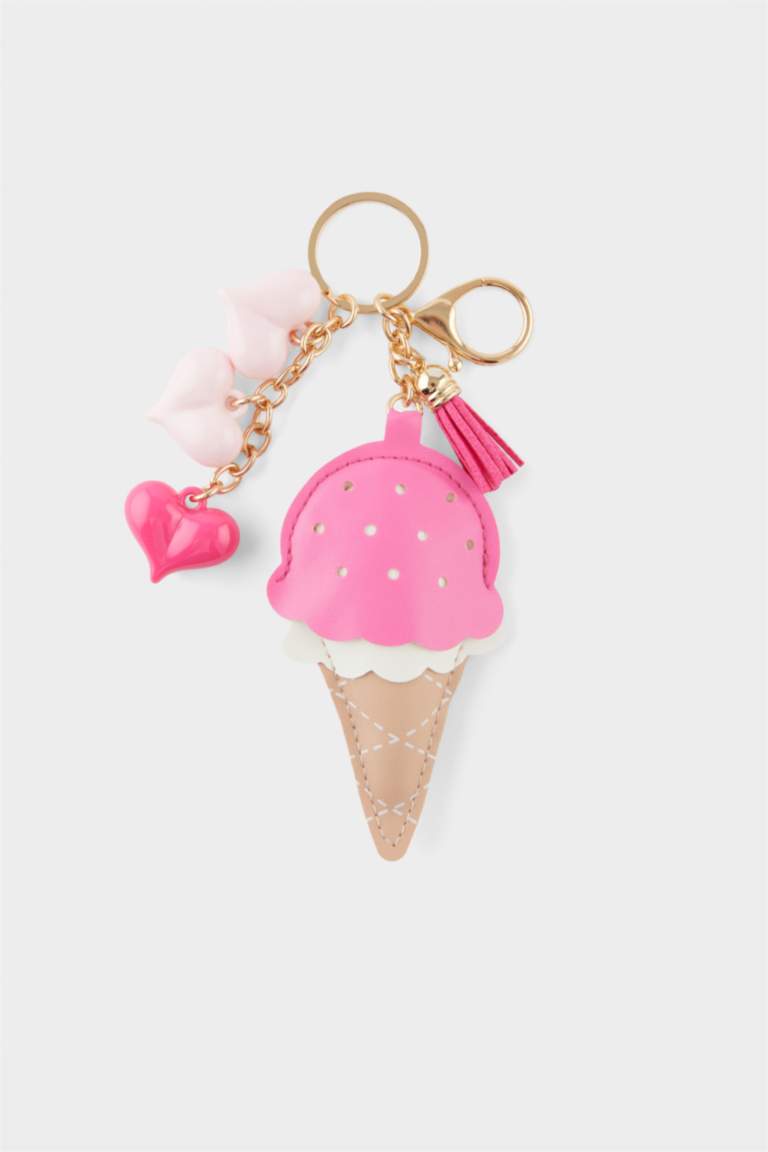Kadın Dondurmalı Gold Charm Anahtarlık