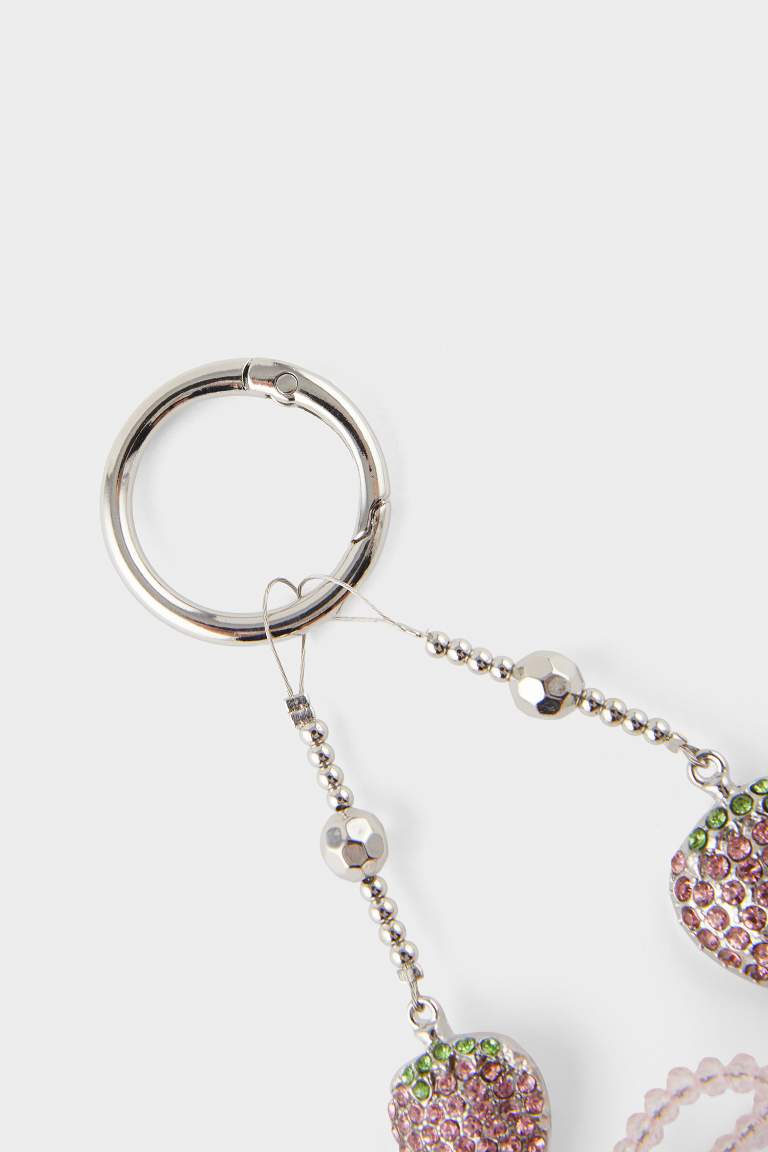 Kadın Pembe Çilekli Charm Anahtarlık