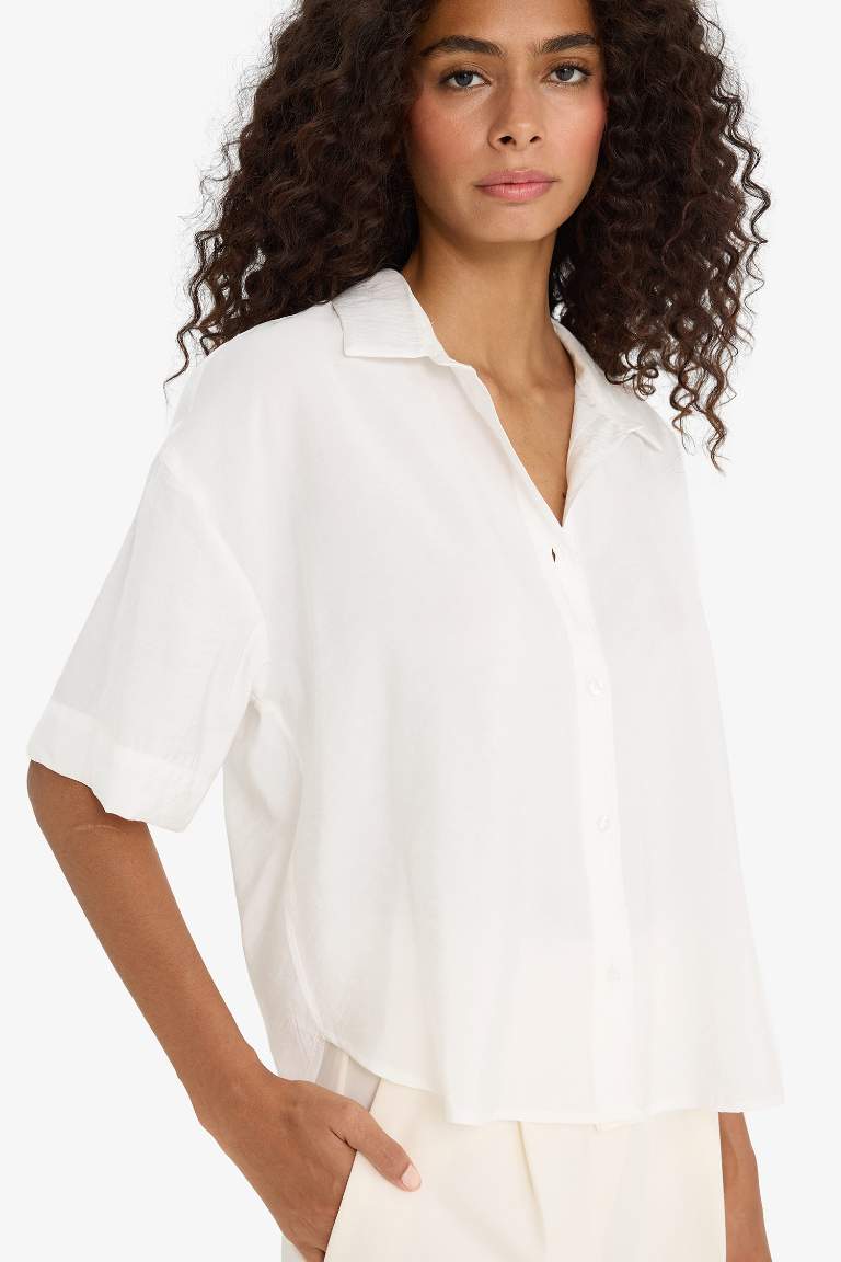 Loose Fit Modal Kısa Kollu Gömlek