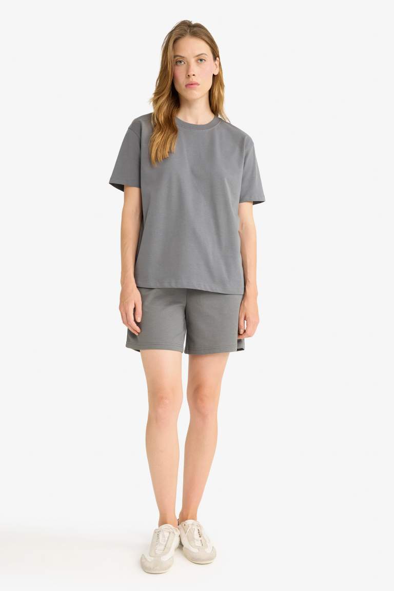 Regular Fit Bisiklet Yaka Basic Düz Premium Kısa Kollu Tişört