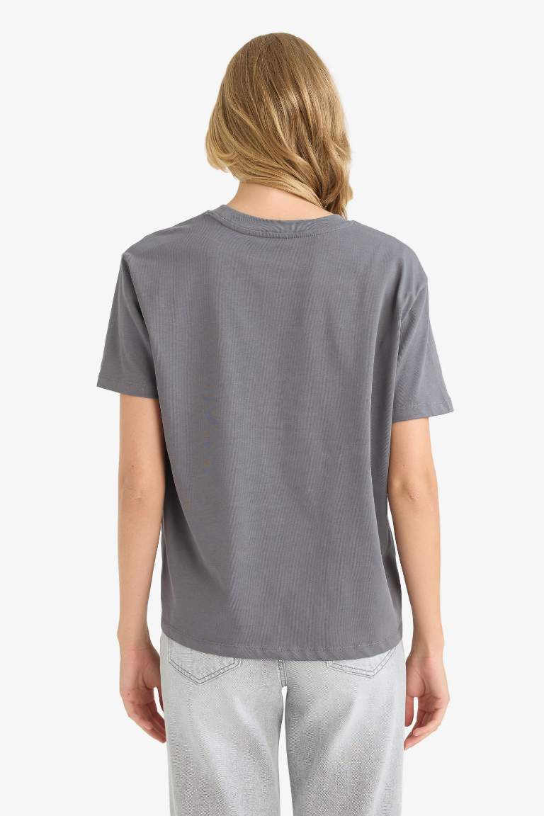 Regular Fit Bisiklet Yaka Basic Düz Premium Kısa Kollu Tişört
