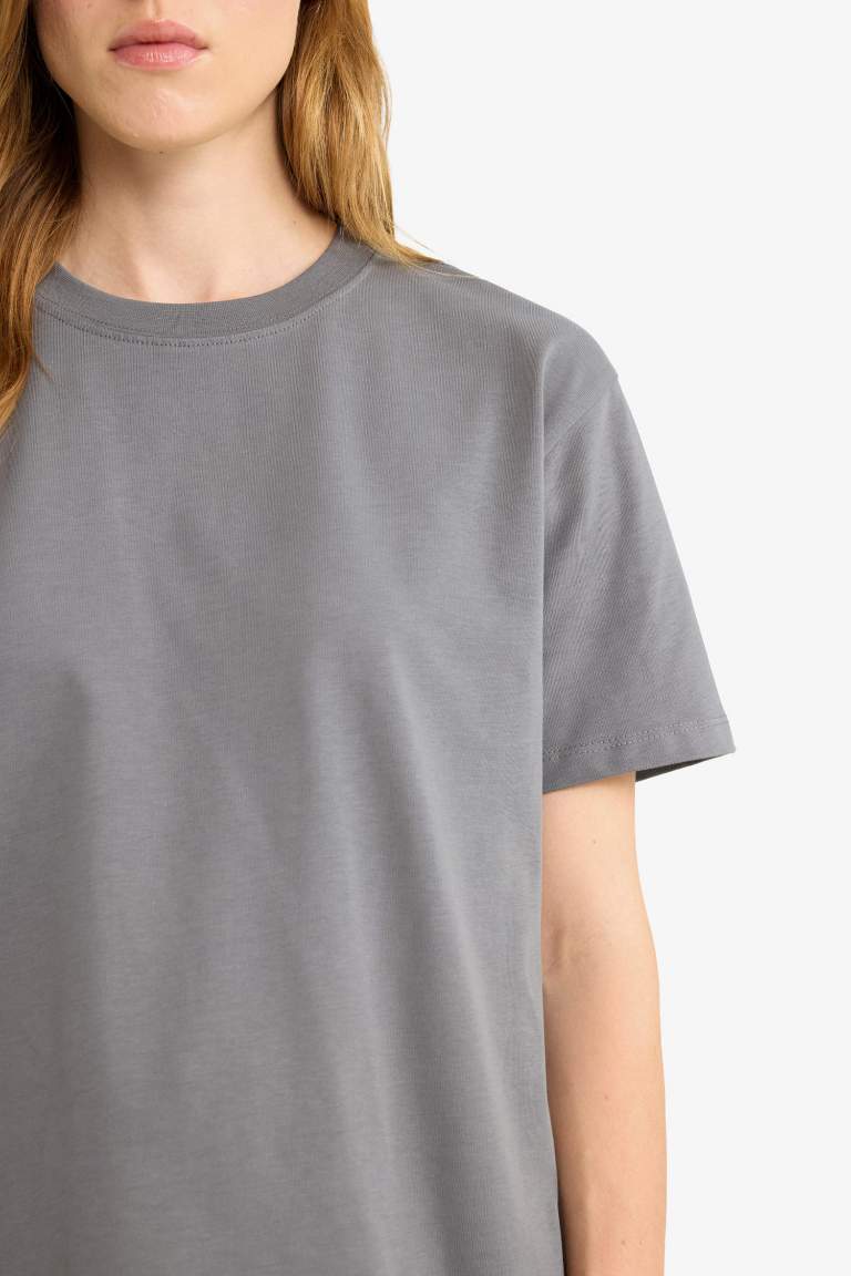 Regular Fit Bisiklet Yaka Basic Düz Premium Kısa Kollu Tişört