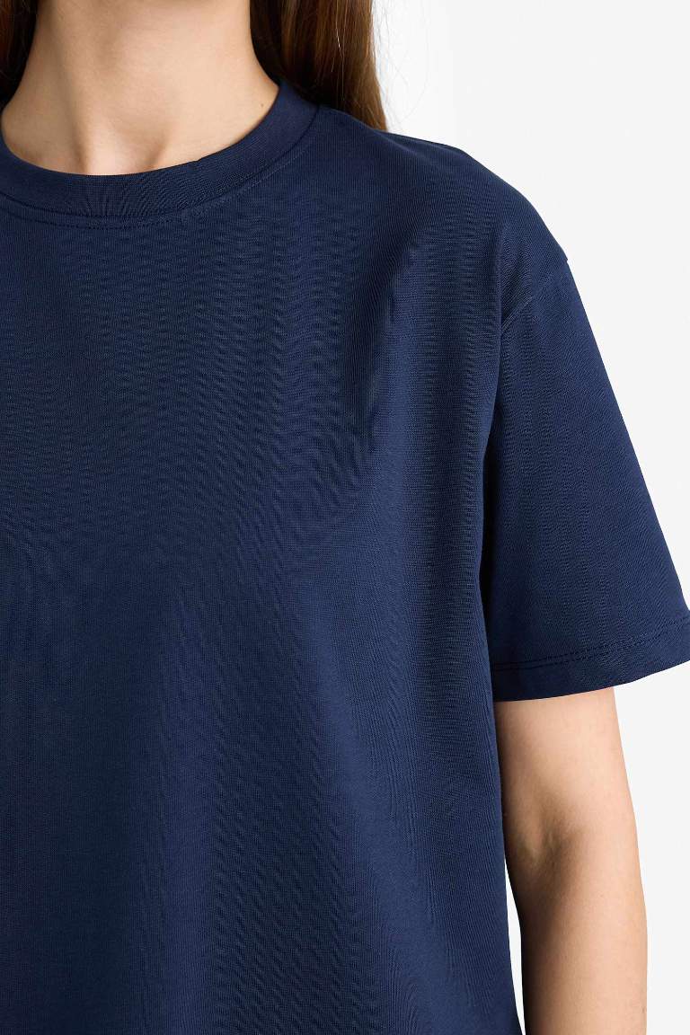 Regular Fit Bisiklet Yaka Basic Düz Premium Kısa Kollu Tişört