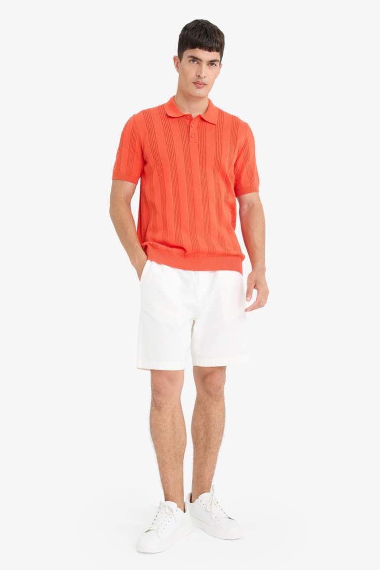 %100 Pamuk Polo Yaka Kısa Kollu Triko Tişört