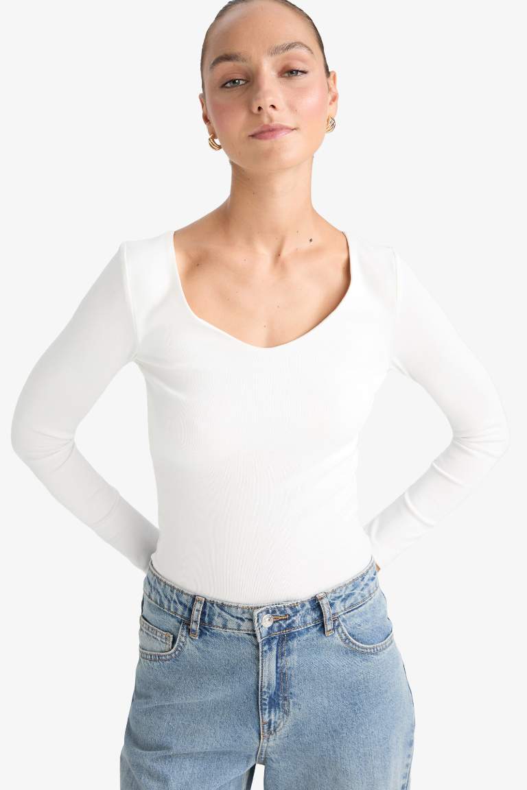 تيشيرت كم طويل بيزك سادة سليم فيت