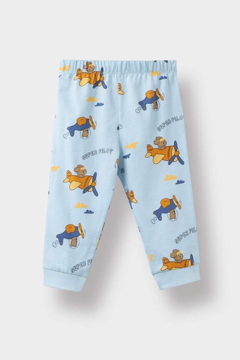 Baby Boy Airplane Printed Cotton 4 Piece Pajama Set