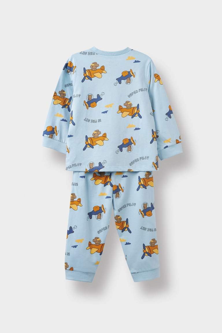Baby Boy Airplane Printed Cotton 4 Piece Pajama Set