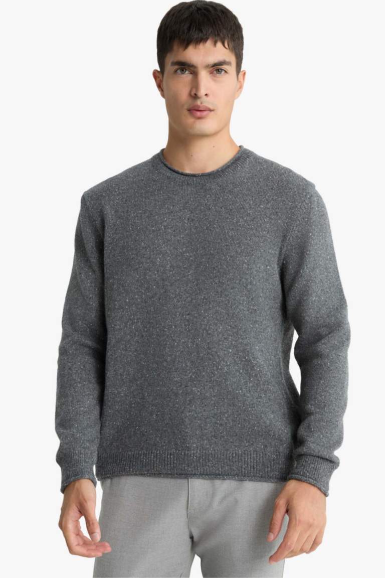 стандарт пішім дөңгелек жаға трикотаж Пулловер