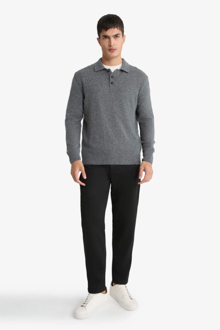 Standard Fit Polo Collar Knitwear Pullover