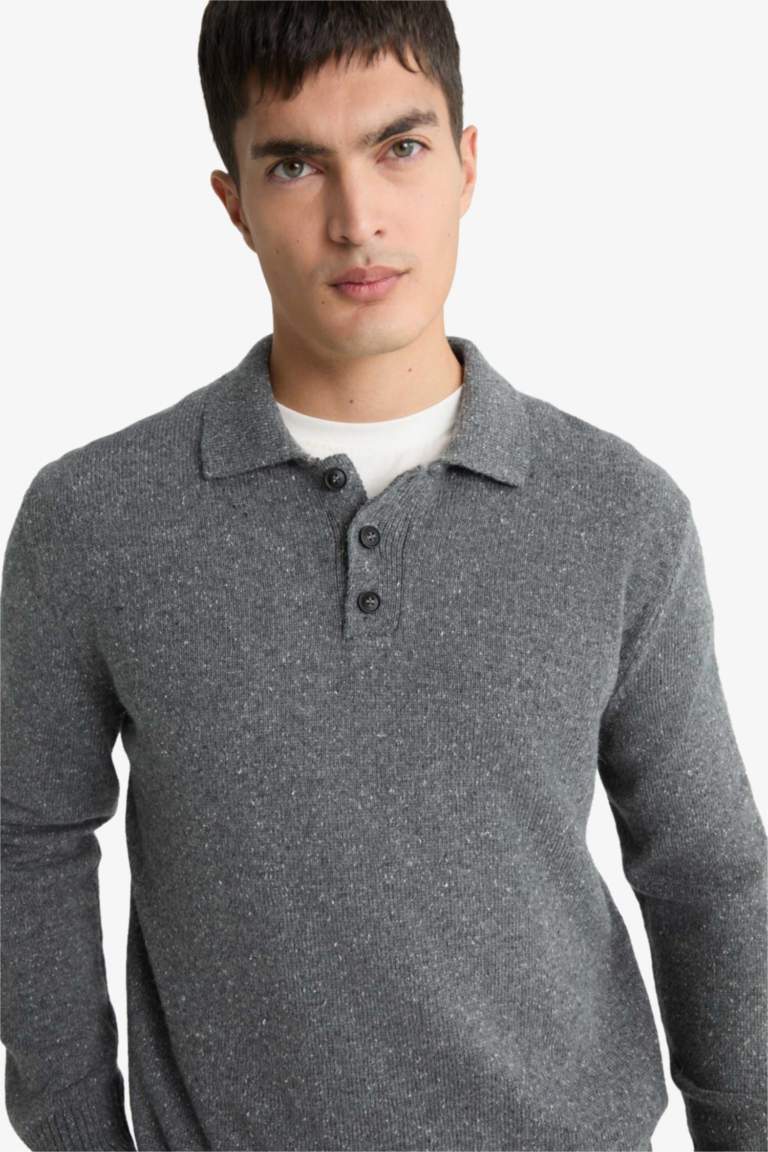 Standard Fit Polo Collar Knitwear Pullover