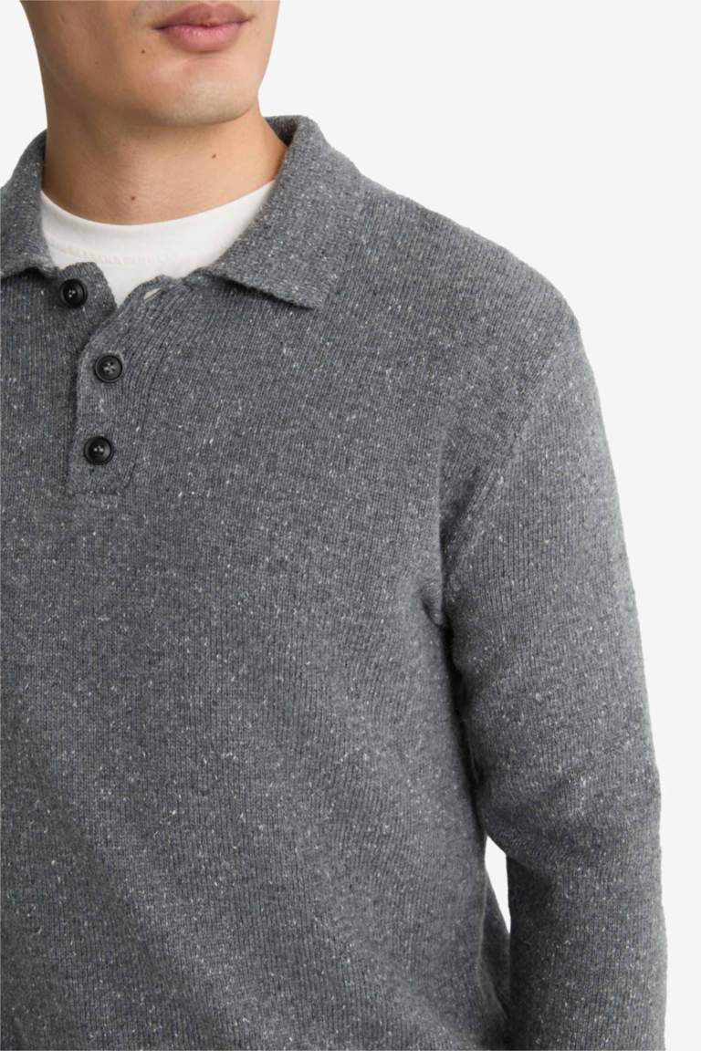 Standard Fit Polo Collar Knitwear Pullover