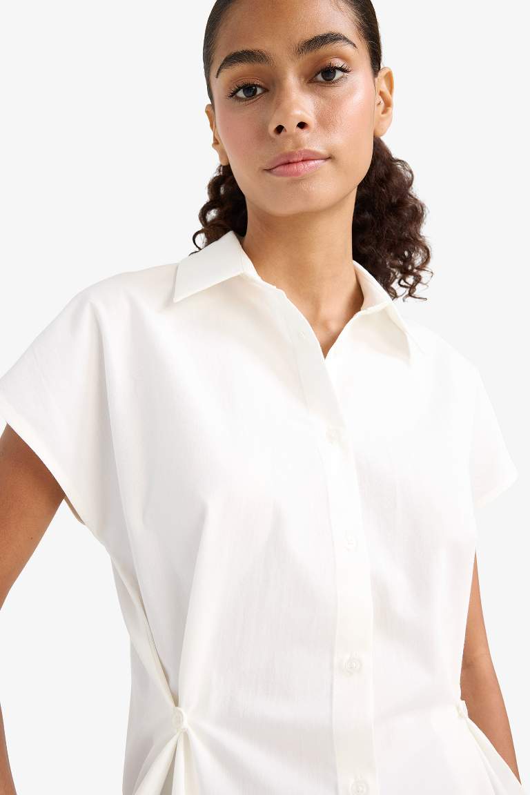 Fitted Poplin Kısa Kollu Gömlek