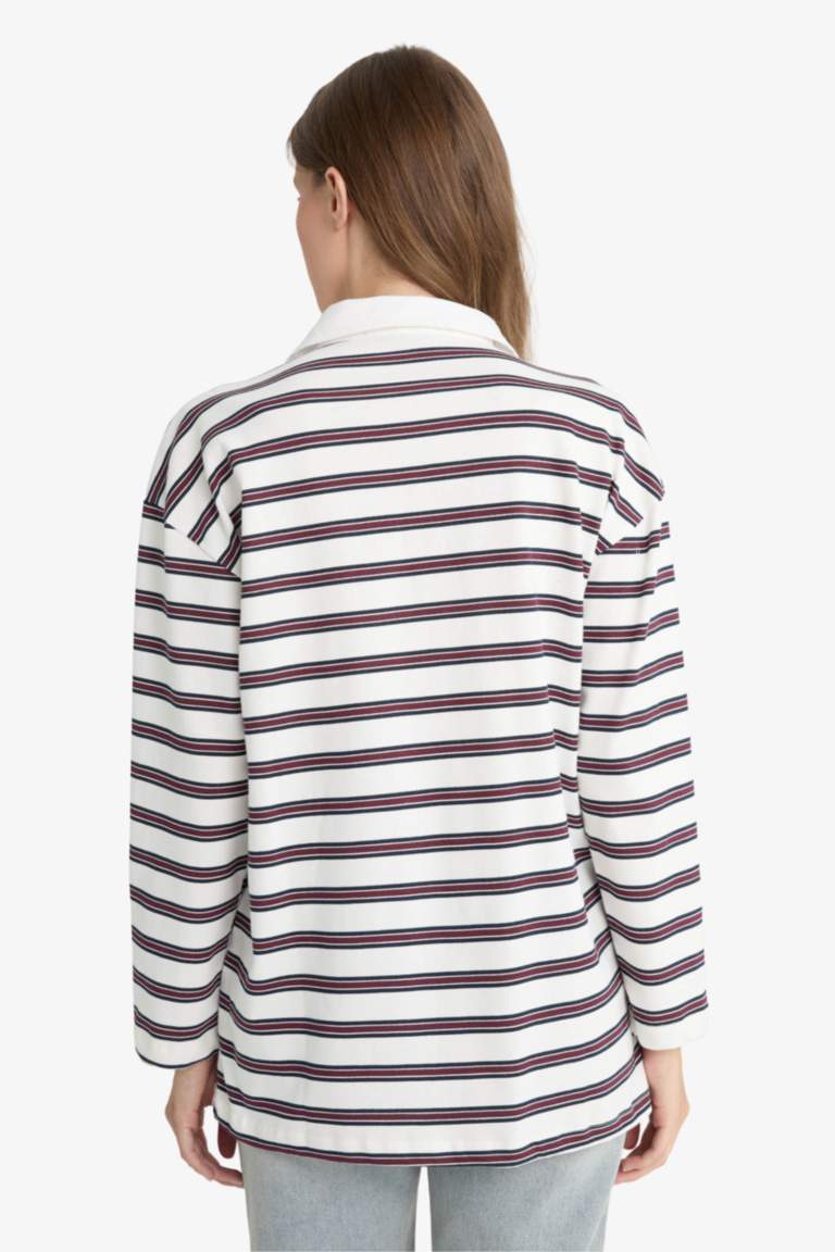 Regular Fit Polo Neck Striped Tunic