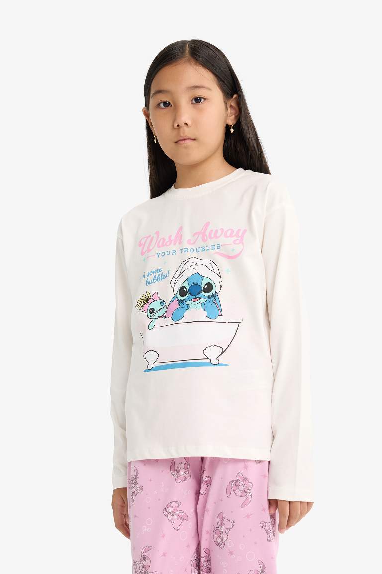 Girl Disney Lilo & Stitch Top Bottoms 2 Piece Pajama Set