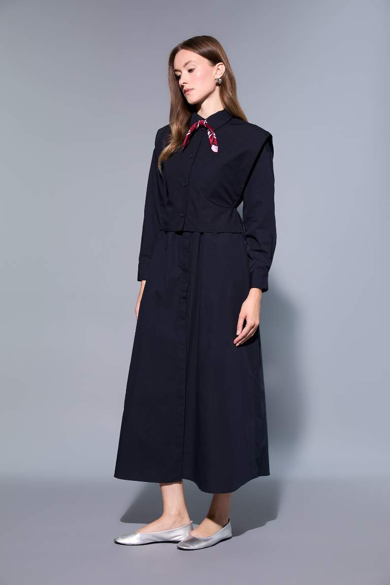 Campaign Collar Poplin Maxi Dress