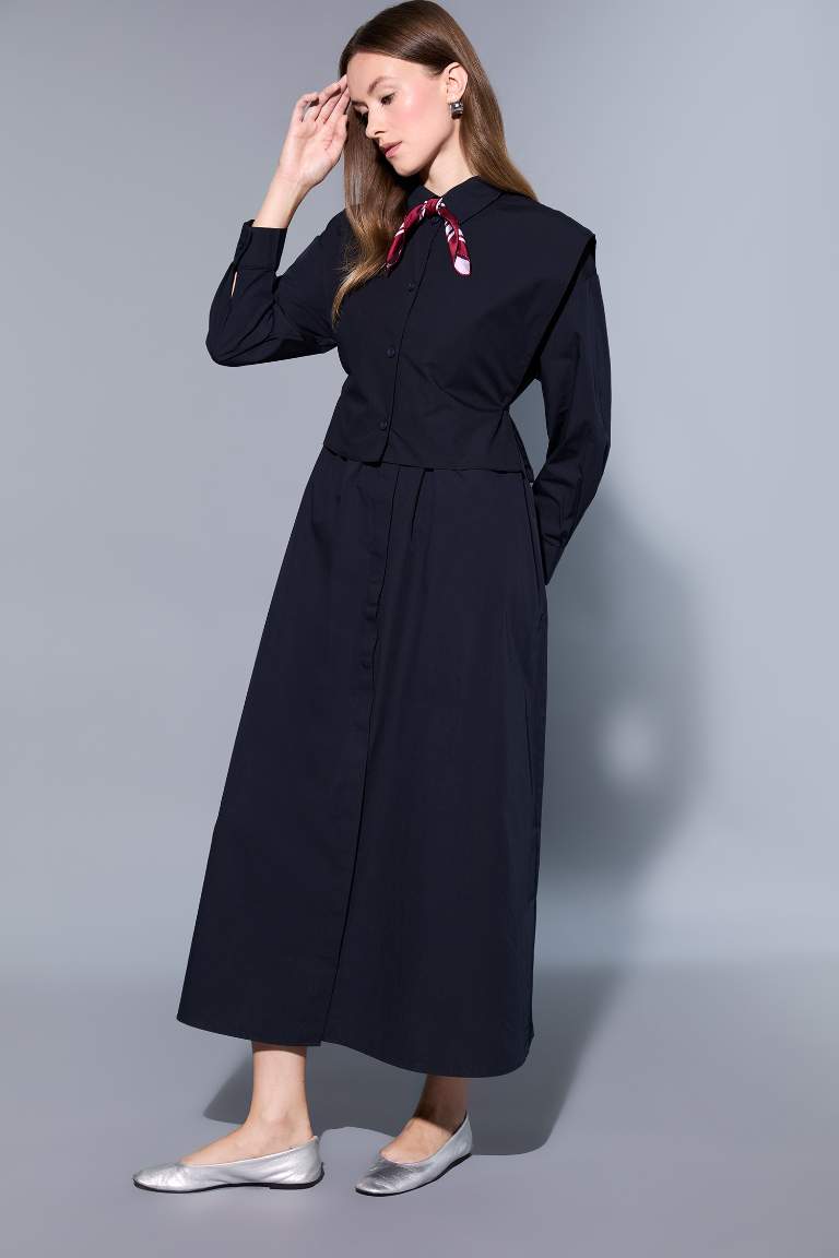Campaign Collar Poplin Maxi Dress