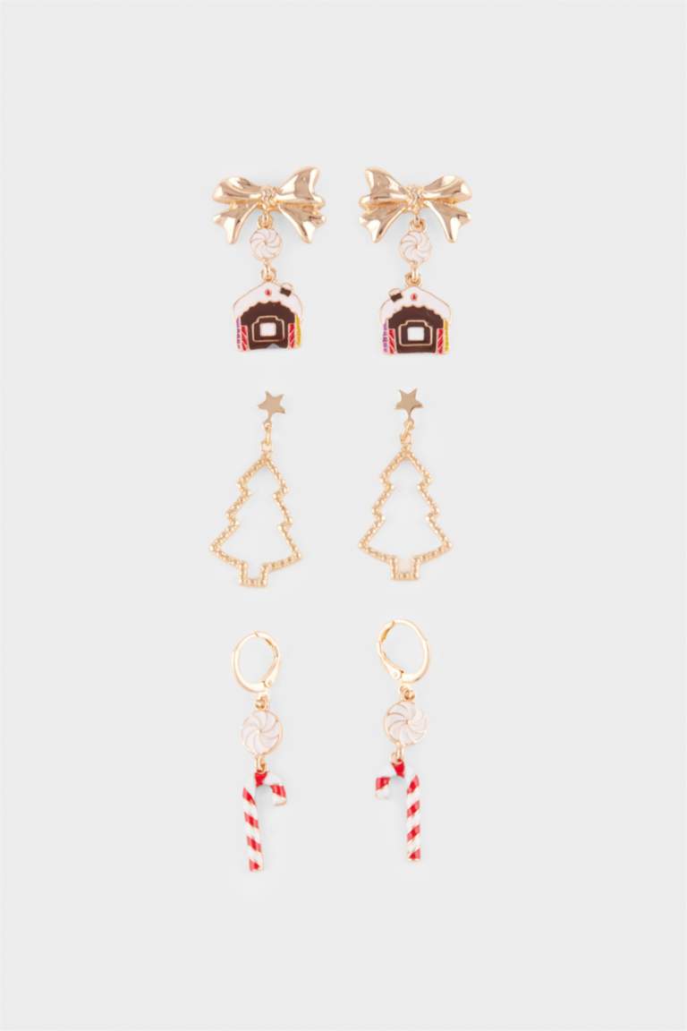 Yılbaşı Temalı Kadın 3'lü Küpe