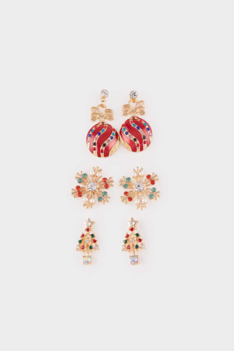 Yılbaşı Temalı Kadın 3'lü Küpe