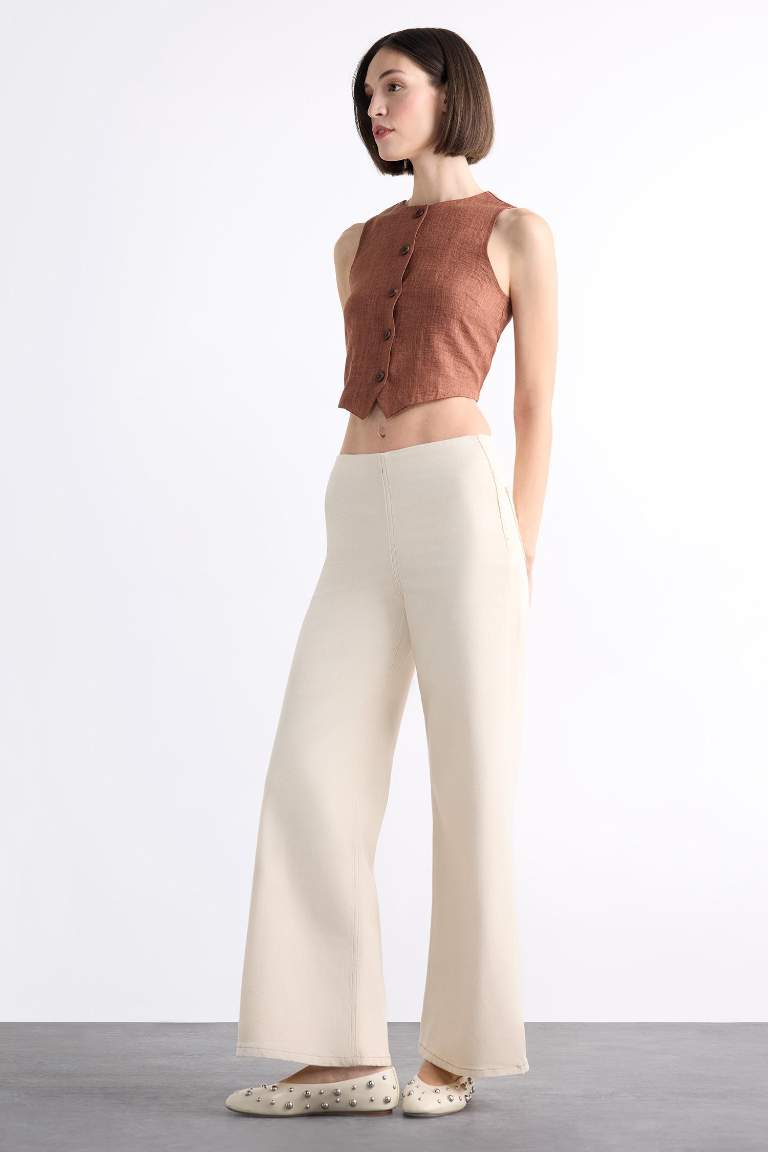 Geniş Paça Basic Düz Pantolon