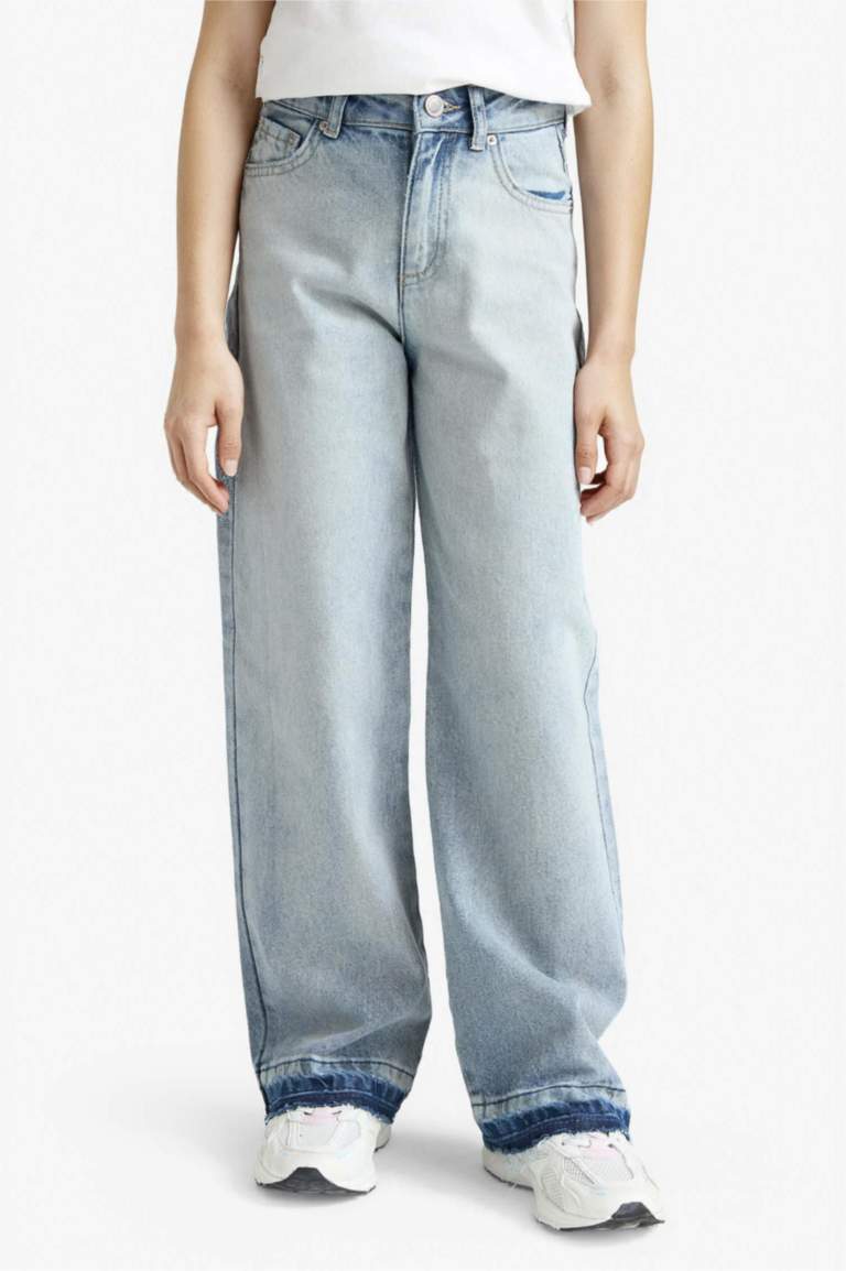 Kız Çocuk 90's Wide Leg Geniş Paça Okul Jean Pantolon