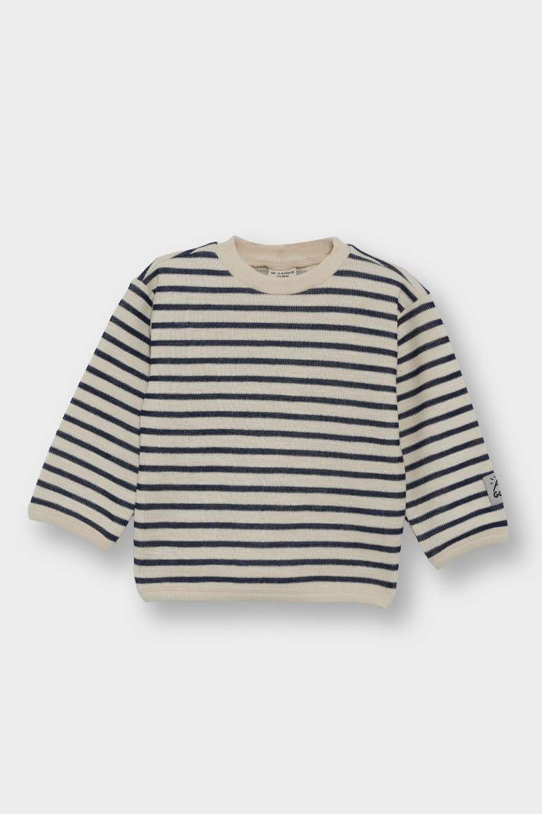 Regular Fit Striped Crew Neck Sweatshirt