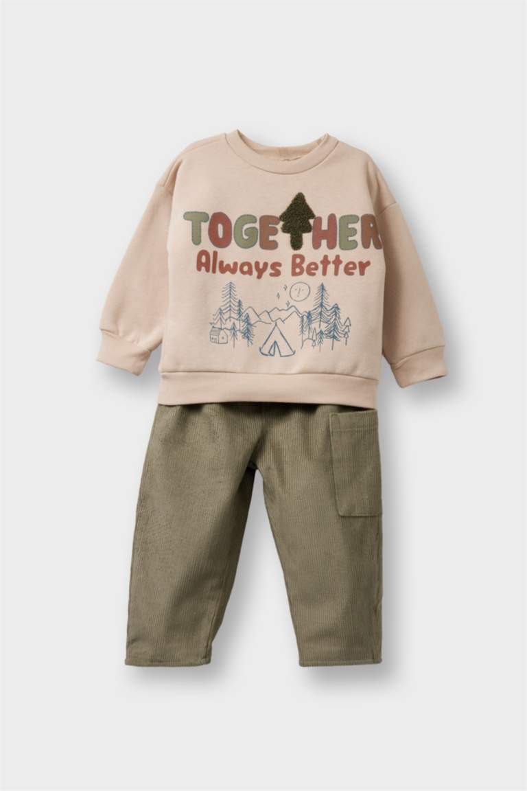 2 piece Regular Fit Crew Neck Dağ Desenli Set