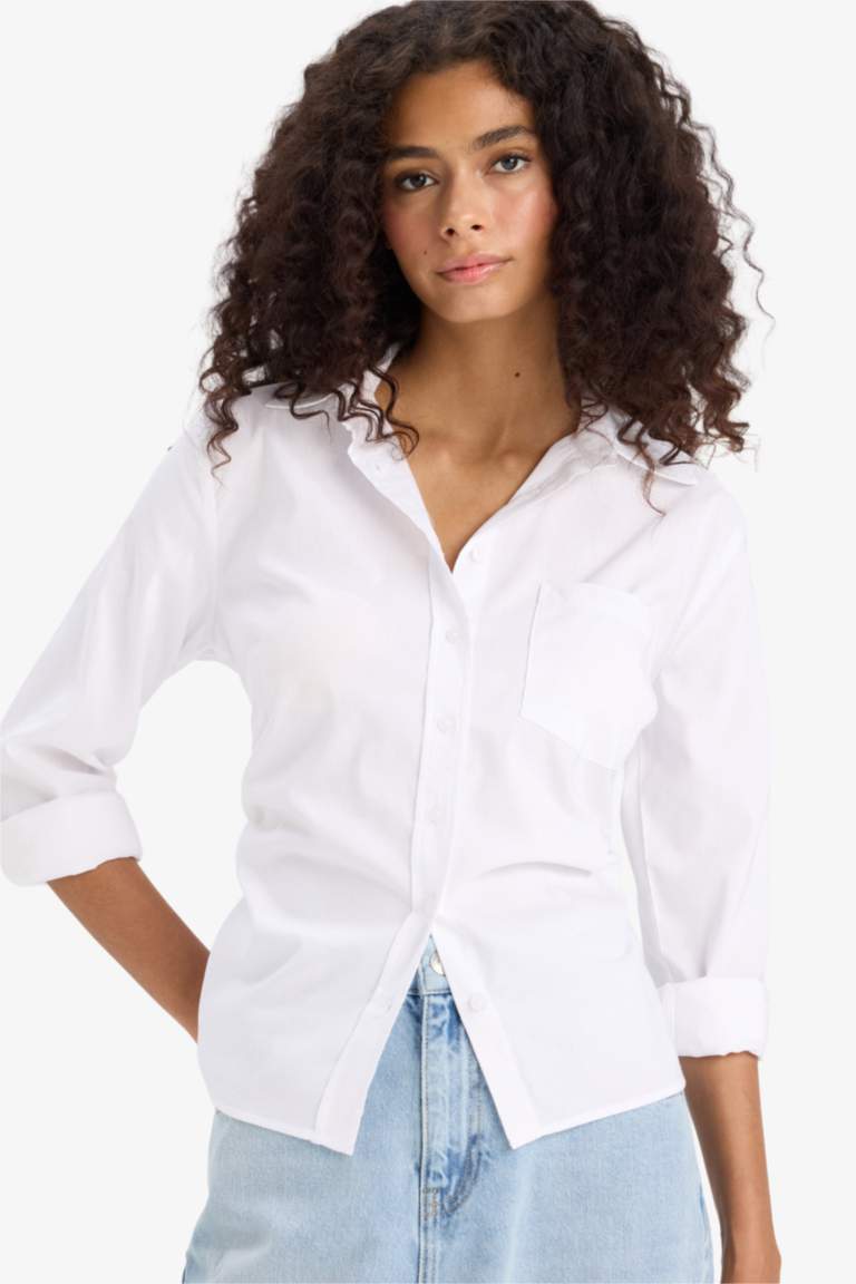 Slim Fit Bengalin Long Sleeve White Shirt