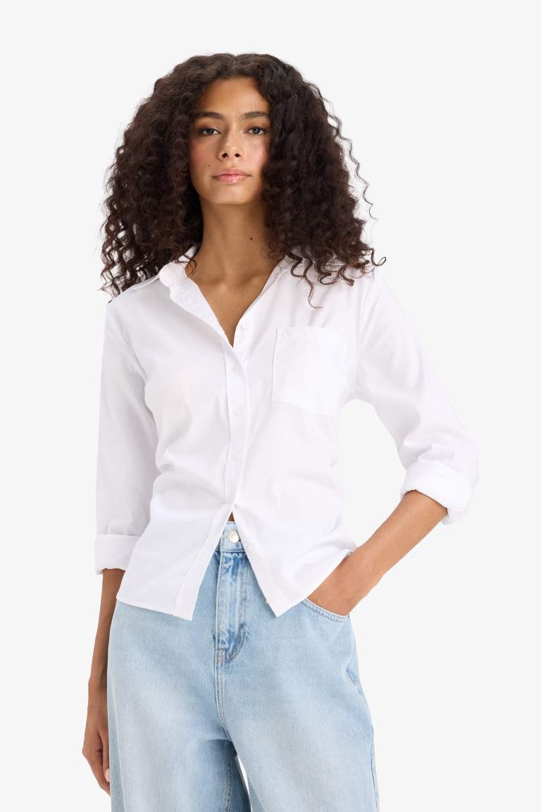 Slim Fit Bengalin Long Sleeve White Shirt